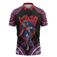 Personalised Samoa Mixed Martial Arts Zipper Polo Shirt Flying Knee Of Samoan DT05 Black - Polynesian Pride