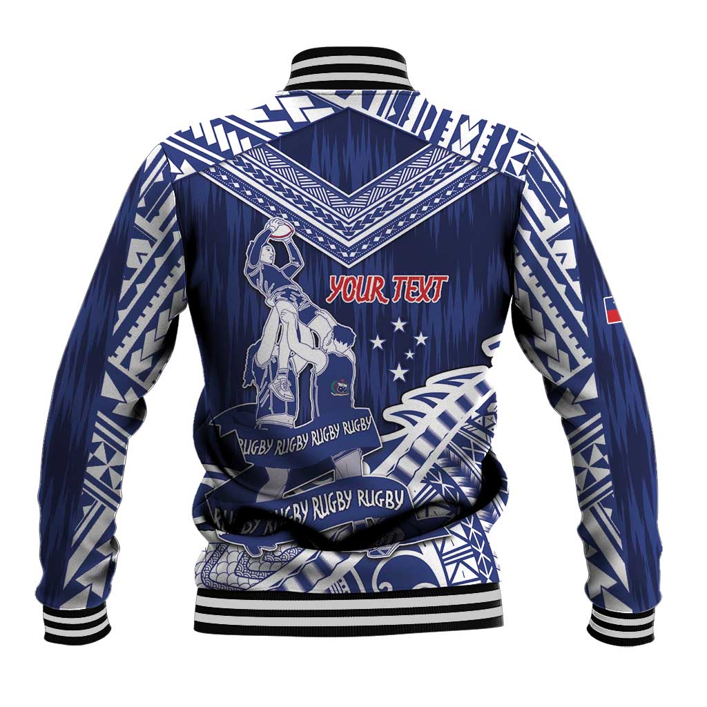 Personalised Samoa Rugby Baseball Jacket Pacific Warrior Glory - Polynesian Pride