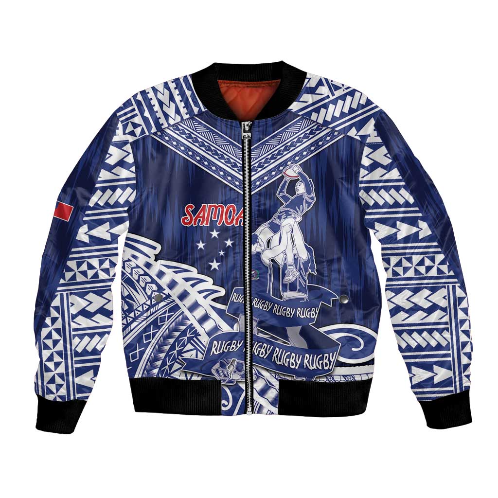 Personalised Samoa Rugby Bomber Jacket Pacific Warrior Glory - Polynesian Pride