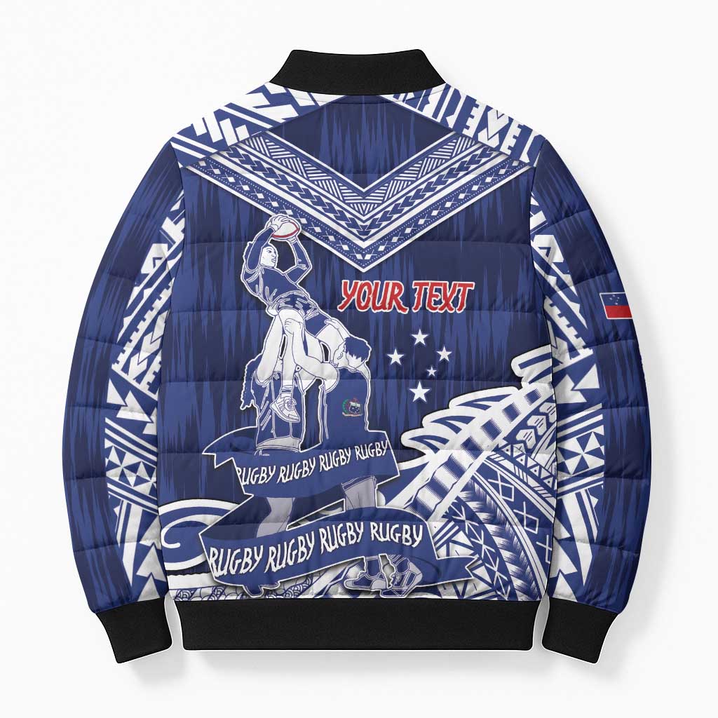 Personalised Samoa Rugby Bomber Puffer Jacket Pacific Warrior Glory - Polynesian Pride
