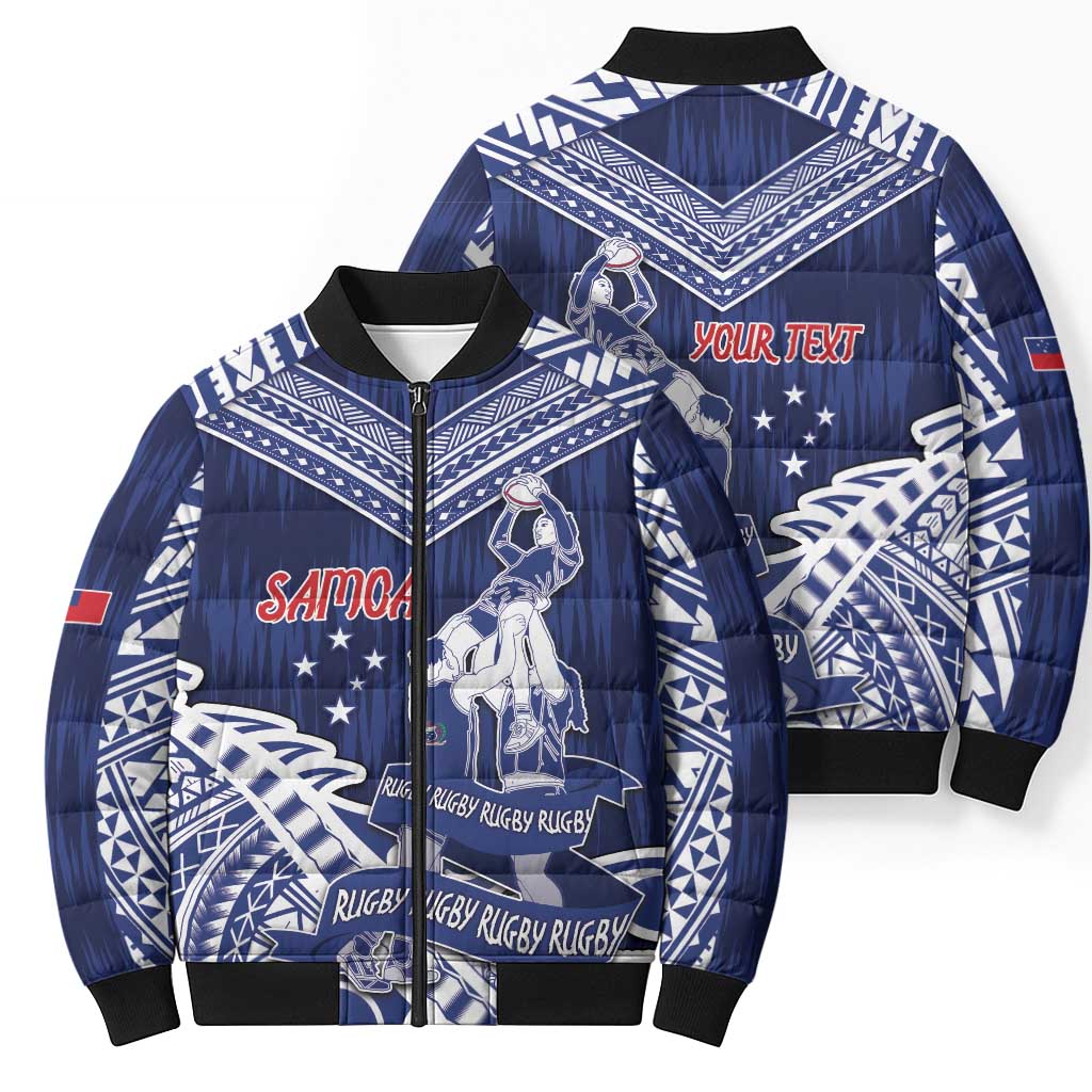 Personalised Samoa Rugby Bomber Puffer Jacket Pacific Warrior Glory - Polynesian Pride