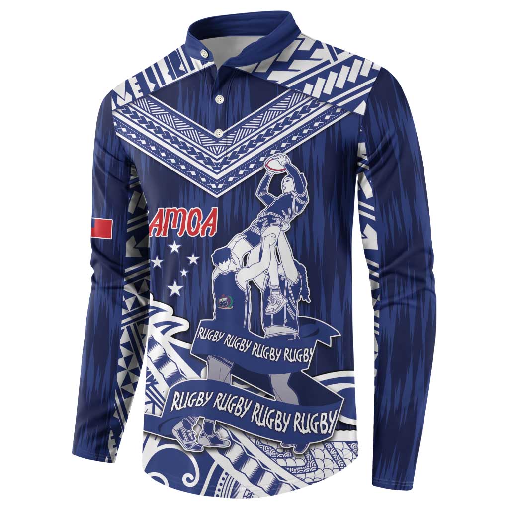 Personalised Samoa Rugby Button Sweatshirt Pacific Warrior Glory - Polynesian Pride