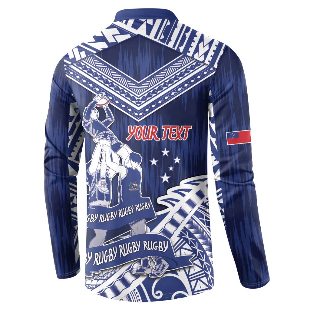 Personalised Samoa Rugby Button Sweatshirt Pacific Warrior Glory - Polynesian Pride