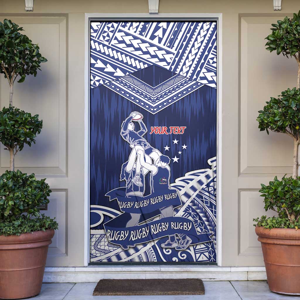 Personalised Samoa Rugby Door Cover Pacific Warrior Glory - Polynesian Pride