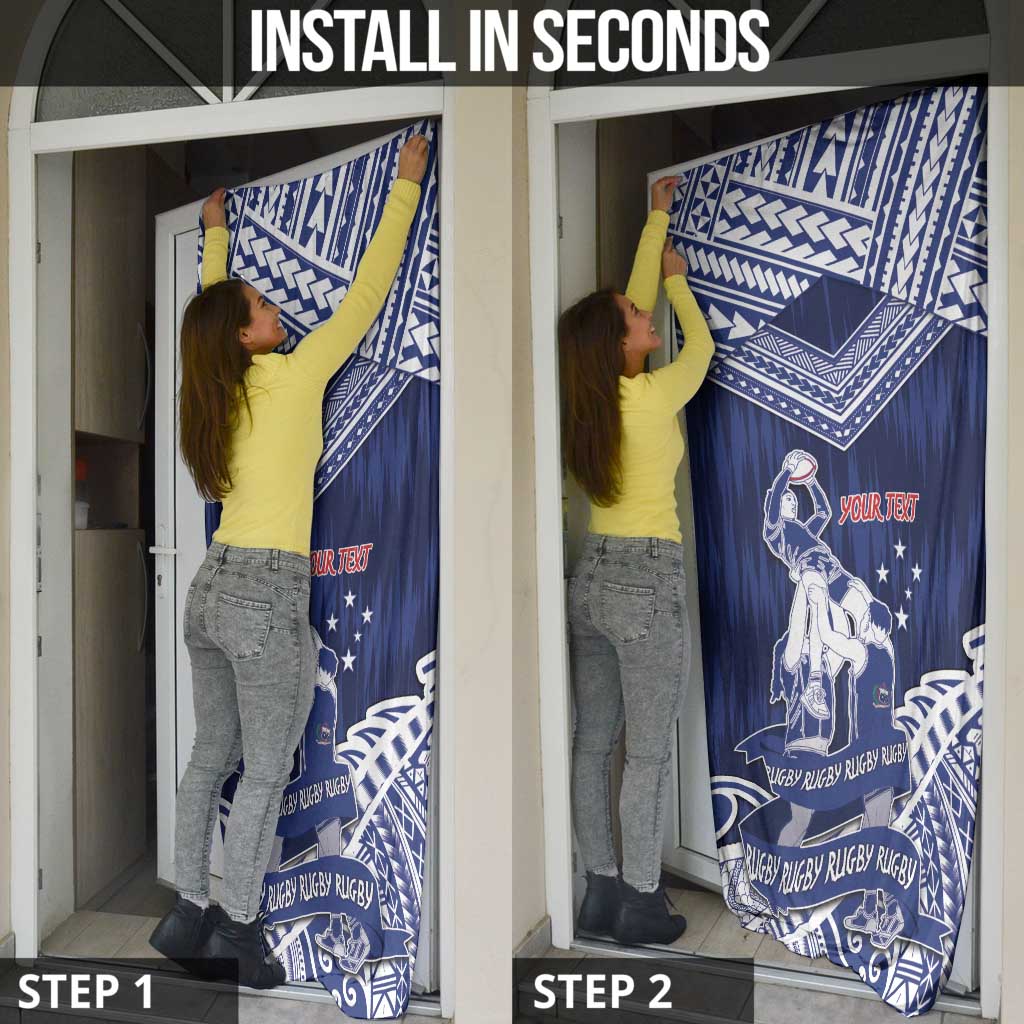 Personalised Samoa Rugby Door Cover Pacific Warrior Glory - Polynesian Pride