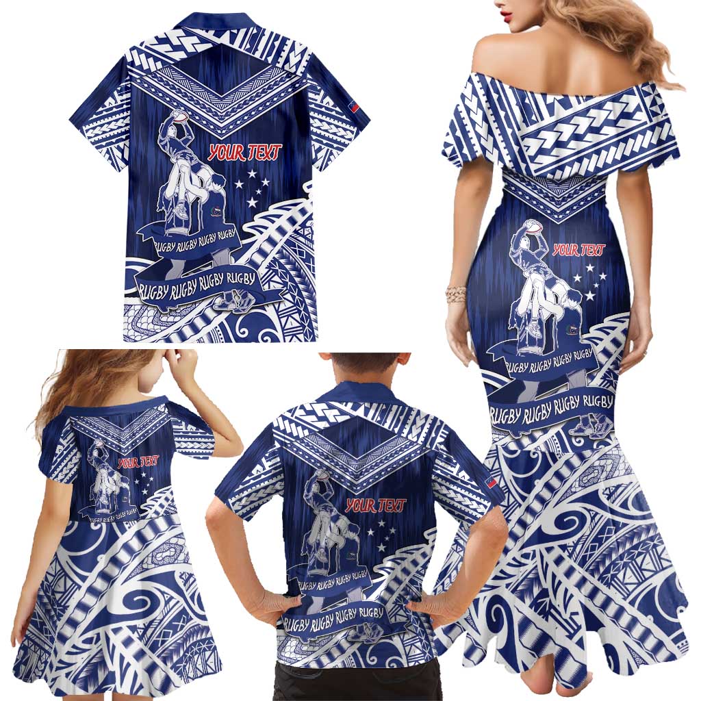 Personalised Samoa Rugby Family Matching Mermaid Dress and Hawaiian Shirt Pacific Warrior Glory - Polynesian Pride