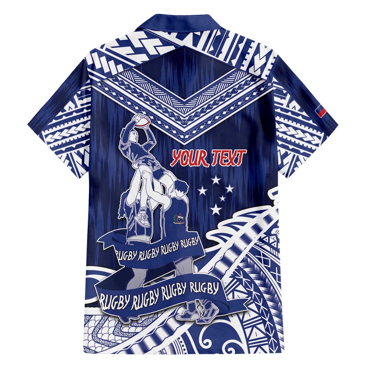 Personalised Samoa Rugby Family Matching Off The Shoulder Long Sleeve Dress and Hawaiian Shirt Pacific Warrior Glory - Polynesian Pride
