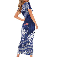 Personalised Samoa Rugby Family Matching Short Sleeve Bodycon Dress and Hawaiian Shirt Pacific Warrior Glory - Polynesian Pride