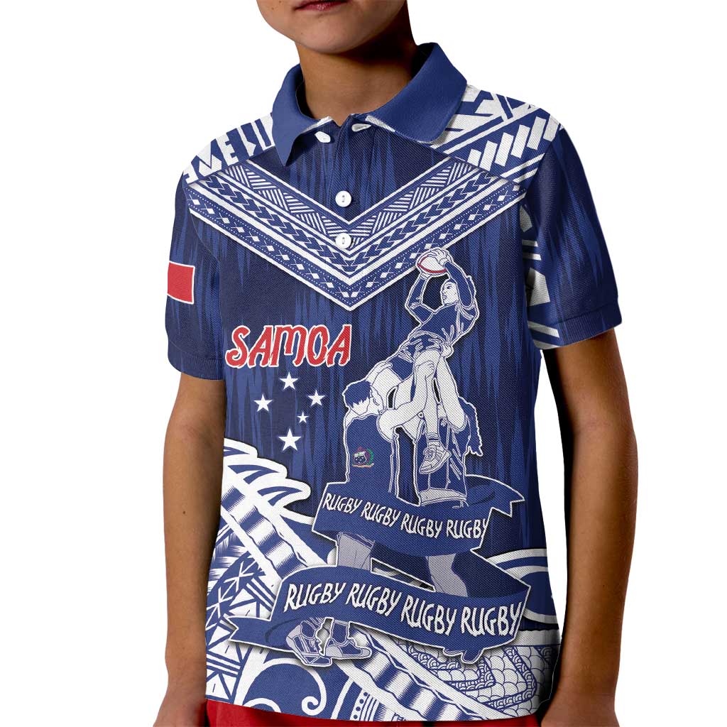 Personalised Samoa Rugby Kid Polo Shirt Pacific Warrior Glory - Polynesian Pride
