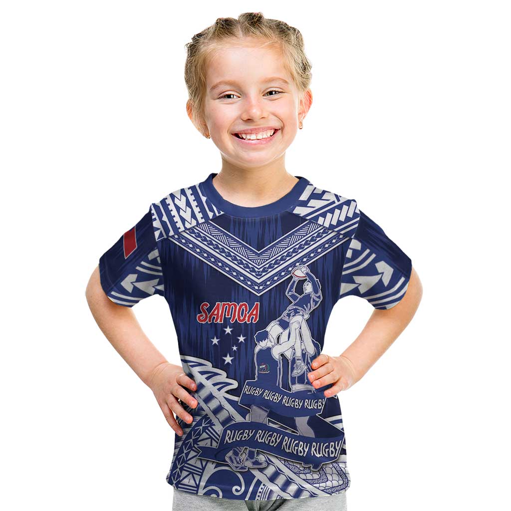 Personalised Samoa Rugby Kid T Shirt Pacific Warrior Glory - Polynesian Pride