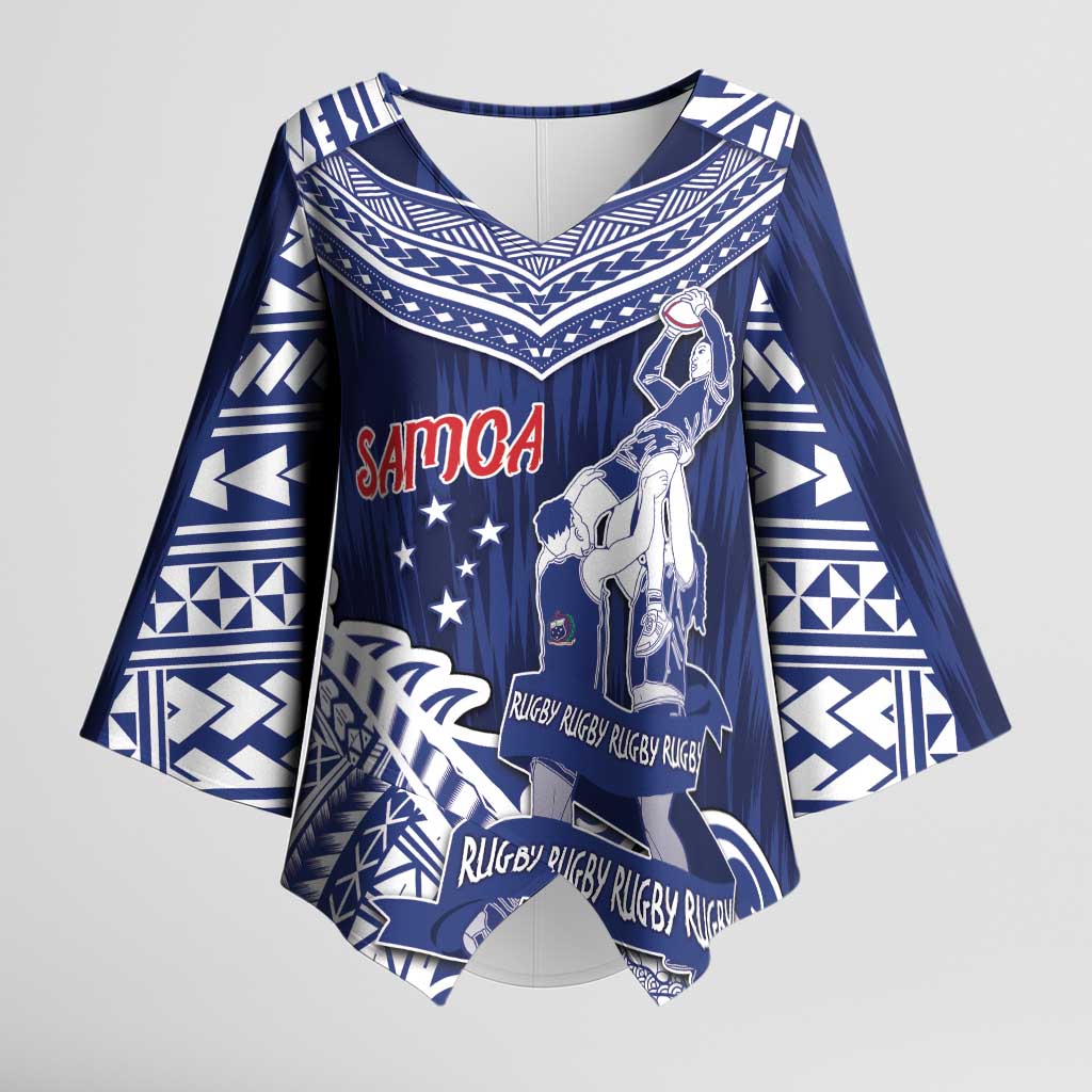 Personalised Samoa Rugby Kimono Sleeve Blouse Pacific Warrior Glory - Polynesian Pride