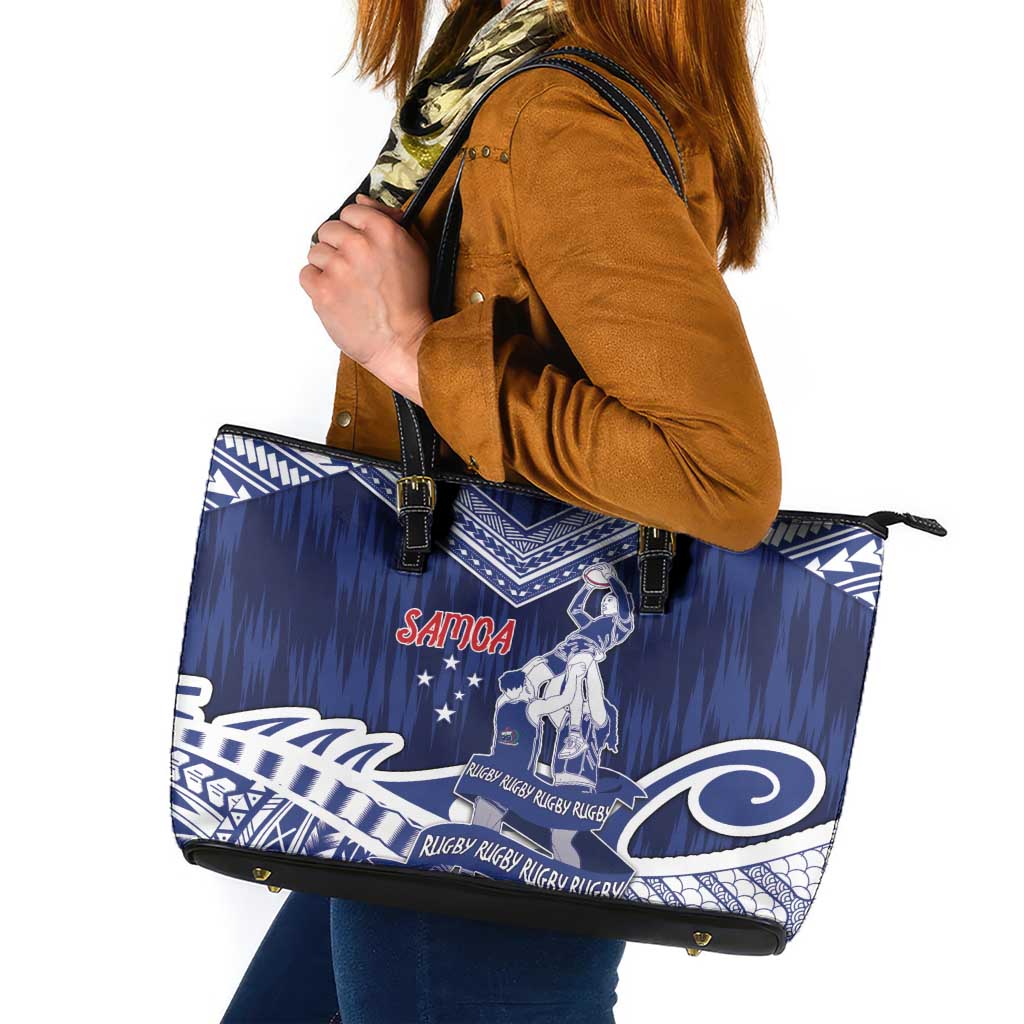 Samoa Rugby Leather Tote Bag Pacific Warrior Glory - Polynesian Pride