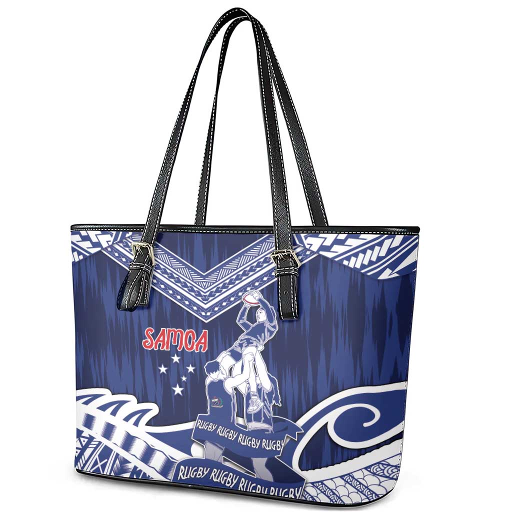 Samoa Rugby Leather Tote Bag Pacific Warrior Glory - Polynesian Pride