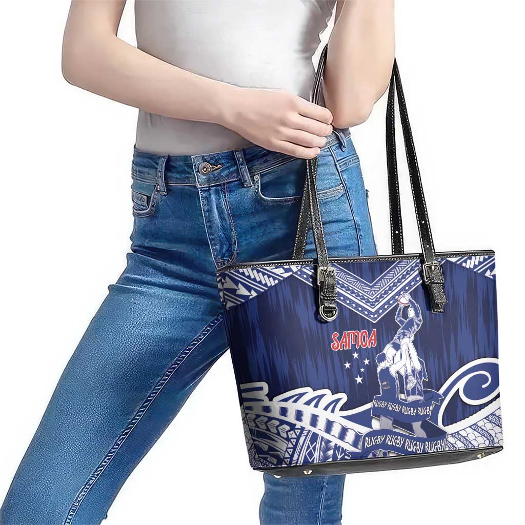 Samoa Rugby Leather Tote Bag Pacific Warrior Glory - Polynesian Pride