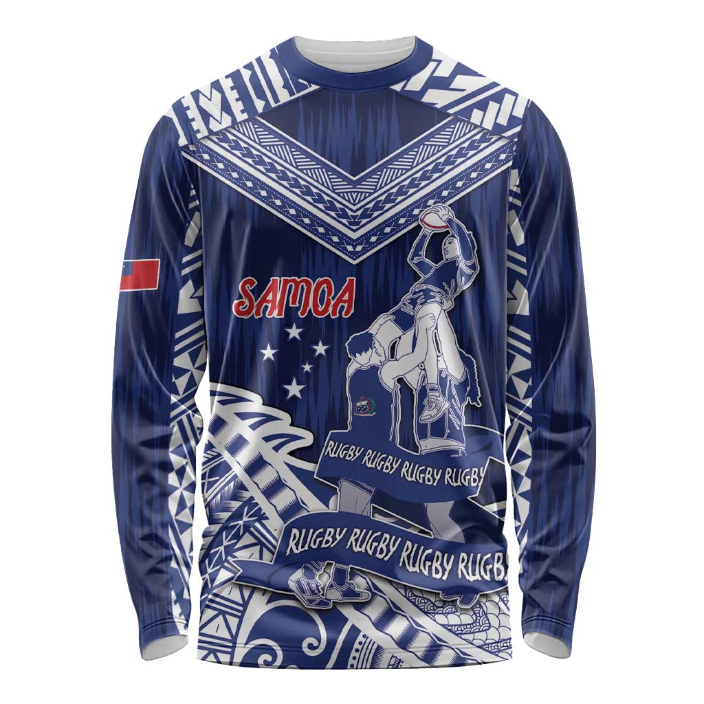 Personalised Samoa Rugby Long Sleeve Shirt Pacific Warrior Glory - Polynesian Pride