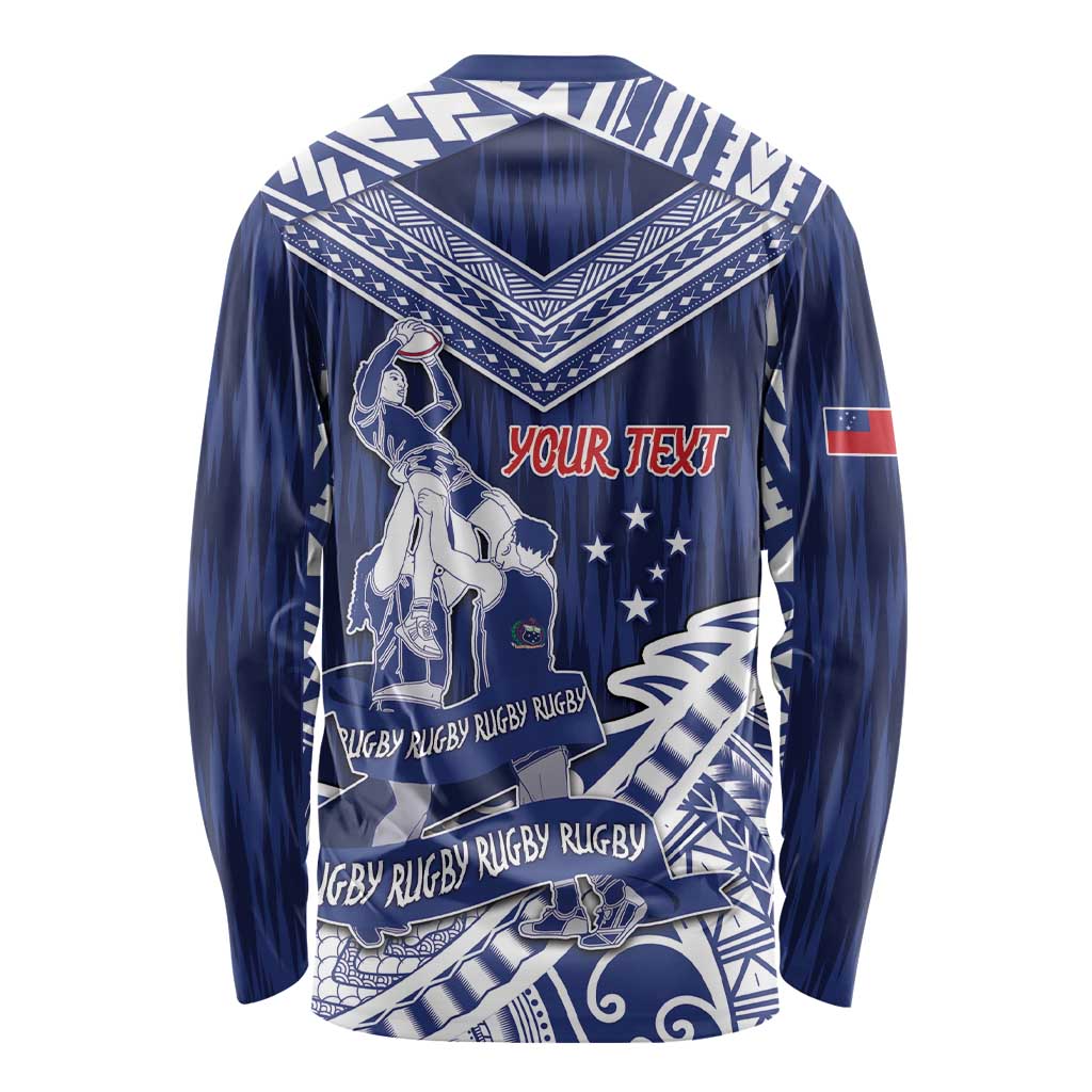 Personalised Samoa Rugby Long Sleeve Shirt Pacific Warrior Glory - Polynesian Pride