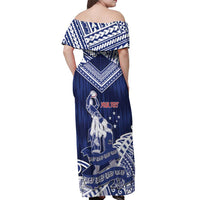 Personalised Samoa Rugby Off Shoulder Maxi Dress Pacific Warrior Glory - Polynesian Pride