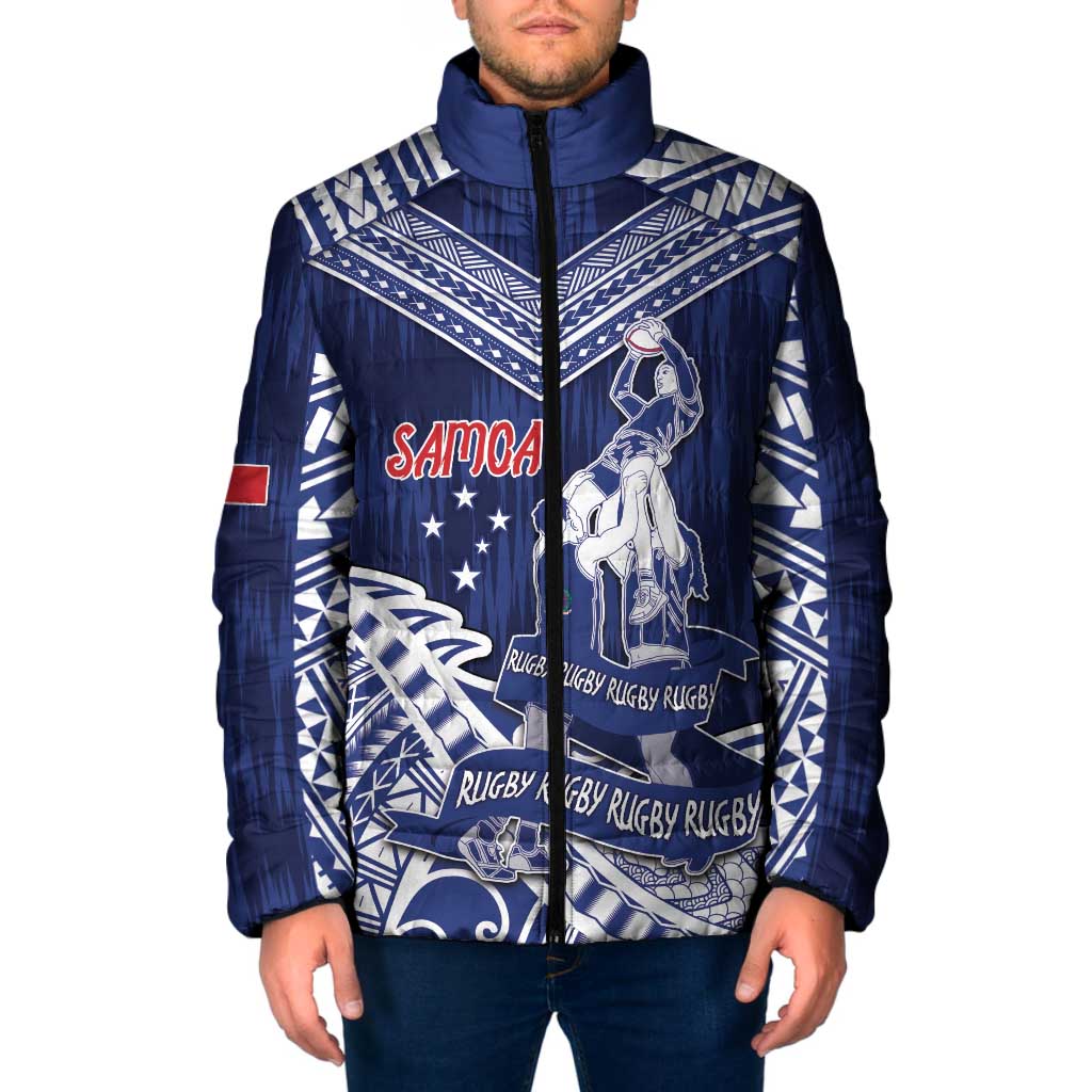Personalised Samoa Rugby Padded Jacket Pacific Warrior Glory - Polynesian Pride