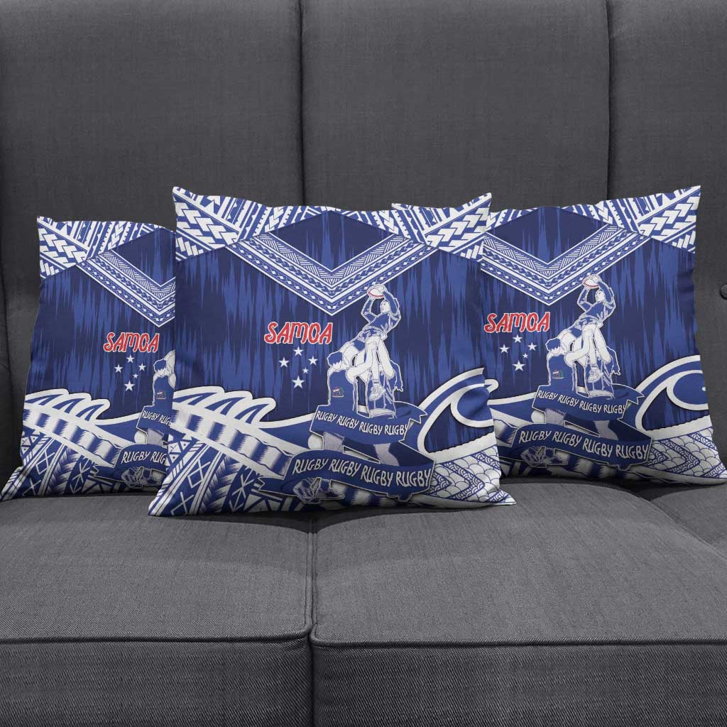 Samoa Rugby Pillow Cover Pacific Warrior Glory - Polynesian Pride