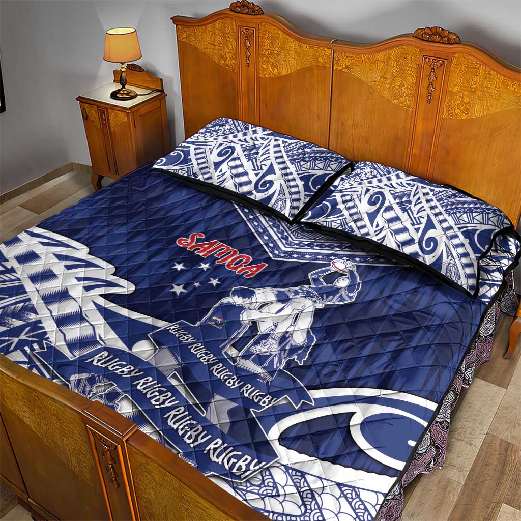 Samoa Rugby Quilt Bed Set Pacific Warrior Glory - Polynesian Pride