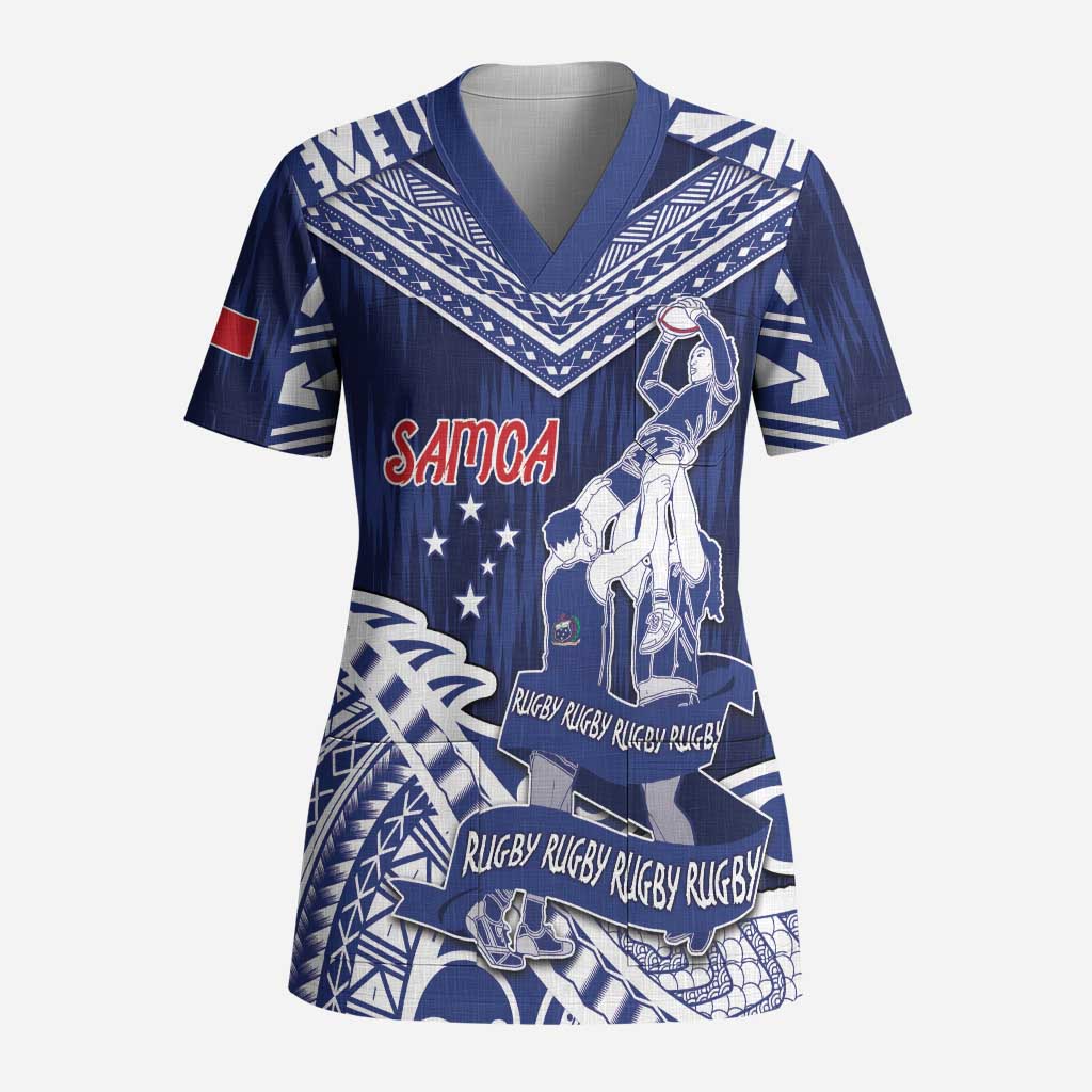 Personalised Samoa Rugby Scrub Top Pacific Warrior Glory - Polynesian Pride