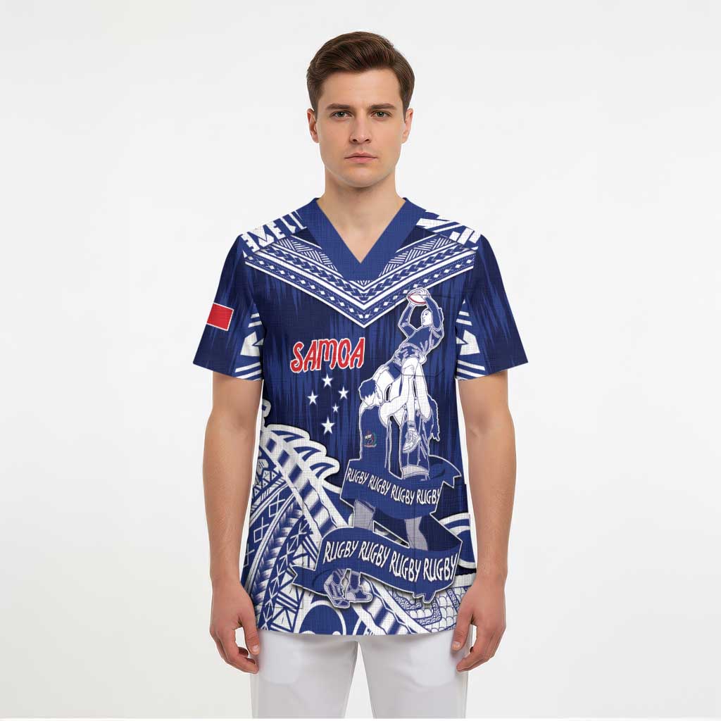 Personalised Samoa Rugby Scrub Top Pacific Warrior Glory - Polynesian Pride