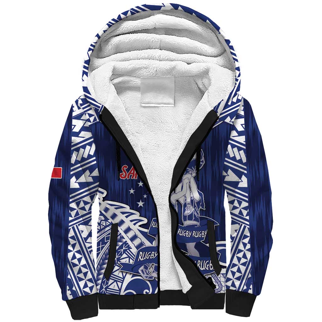 Personalised Samoa Rugby Sherpa Hoodie Pacific Warrior Glory - Polynesian Pride