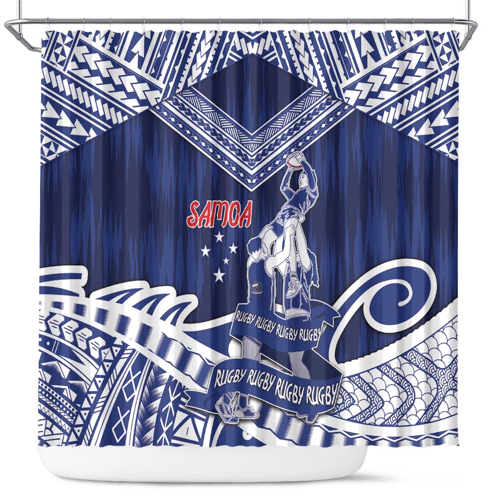 Samoa Rugby Shower Curtain Pacific Warrior Glory - Polynesian Pride