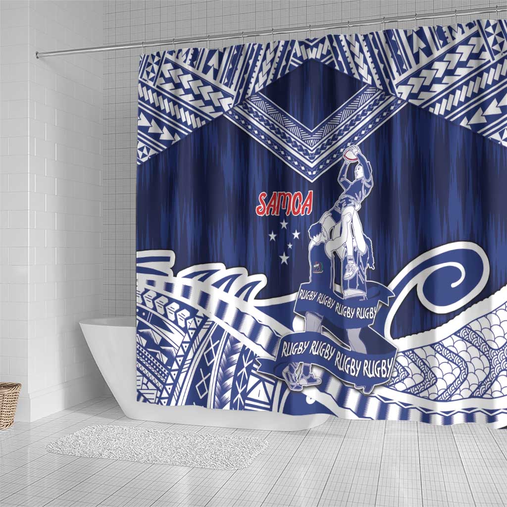 Samoa Rugby Shower Curtain Pacific Warrior Glory - Polynesian Pride