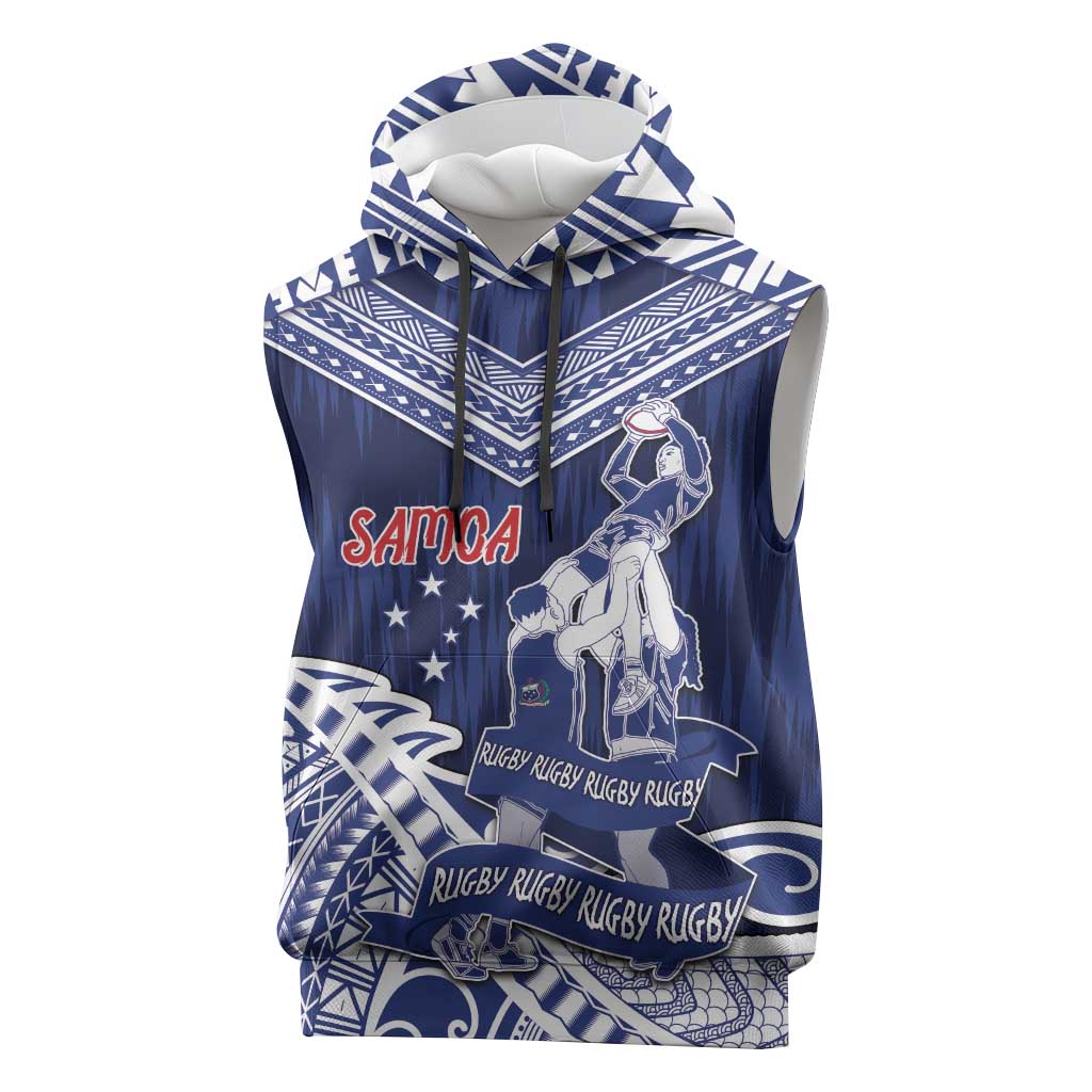 Personalised Samoa Rugby Sleeveless Hoodie Pacific Warrior Glory - Polynesian Pride