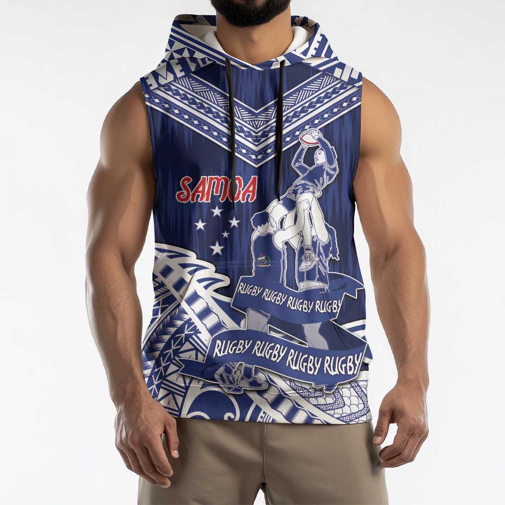 Personalised Samoa Rugby Sleeveless Hoodie Pacific Warrior Glory - Polynesian Pride