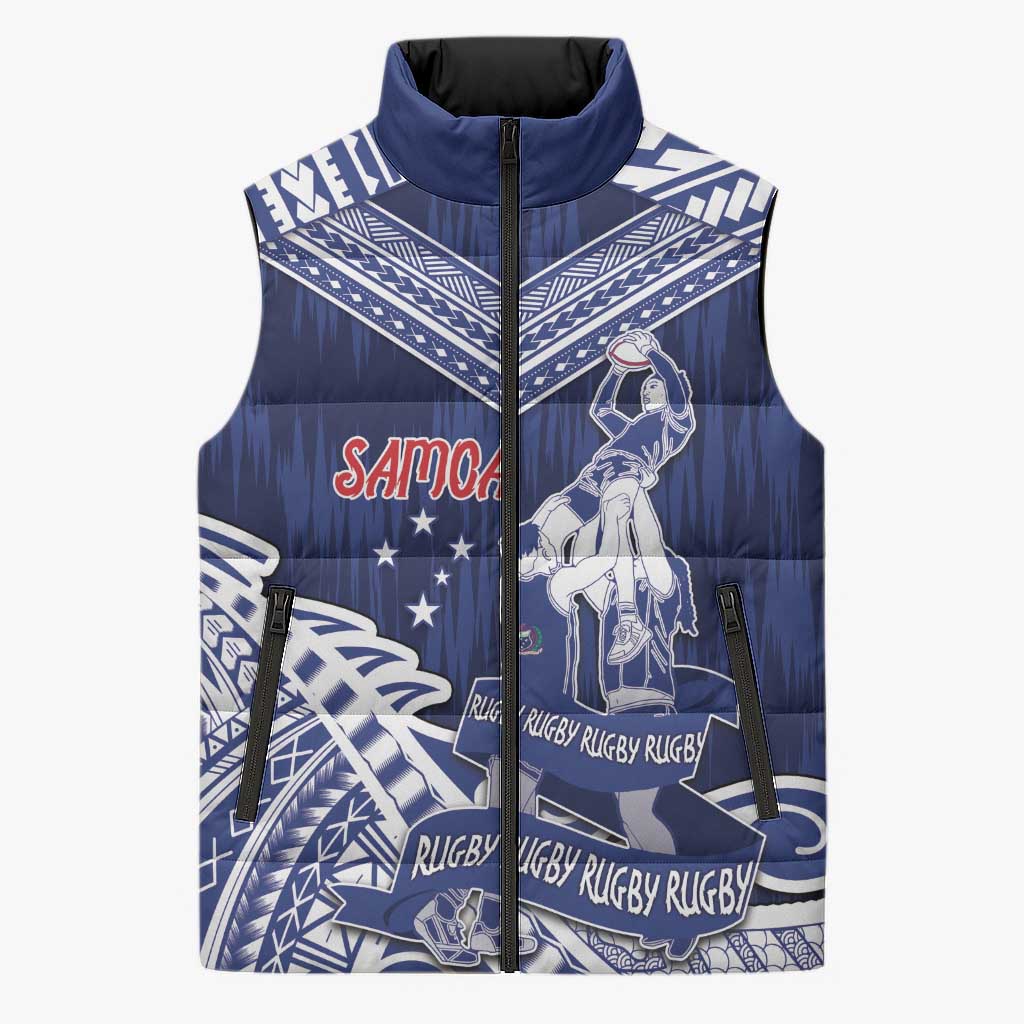 Personalised Samoa Rugby Sleeveless Puffer Jacket Pacific Warrior Glory - Polynesian Pride
