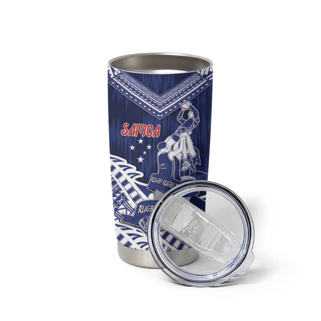 Personalised Samoa Rugby Tumbler Cup Pacific Warrior Glory - Polynesian Pride