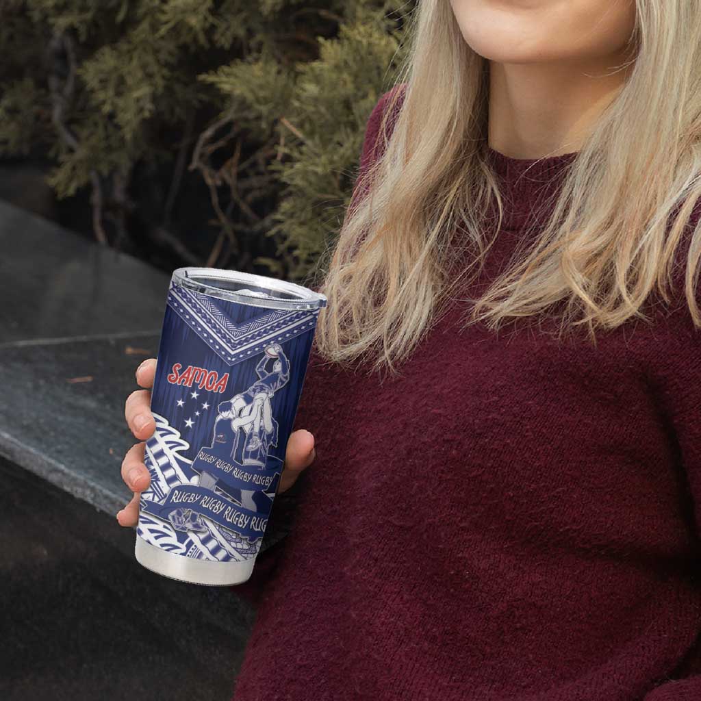 Personalised Samoa Rugby Tumbler Cup Pacific Warrior Glory - Polynesian Pride