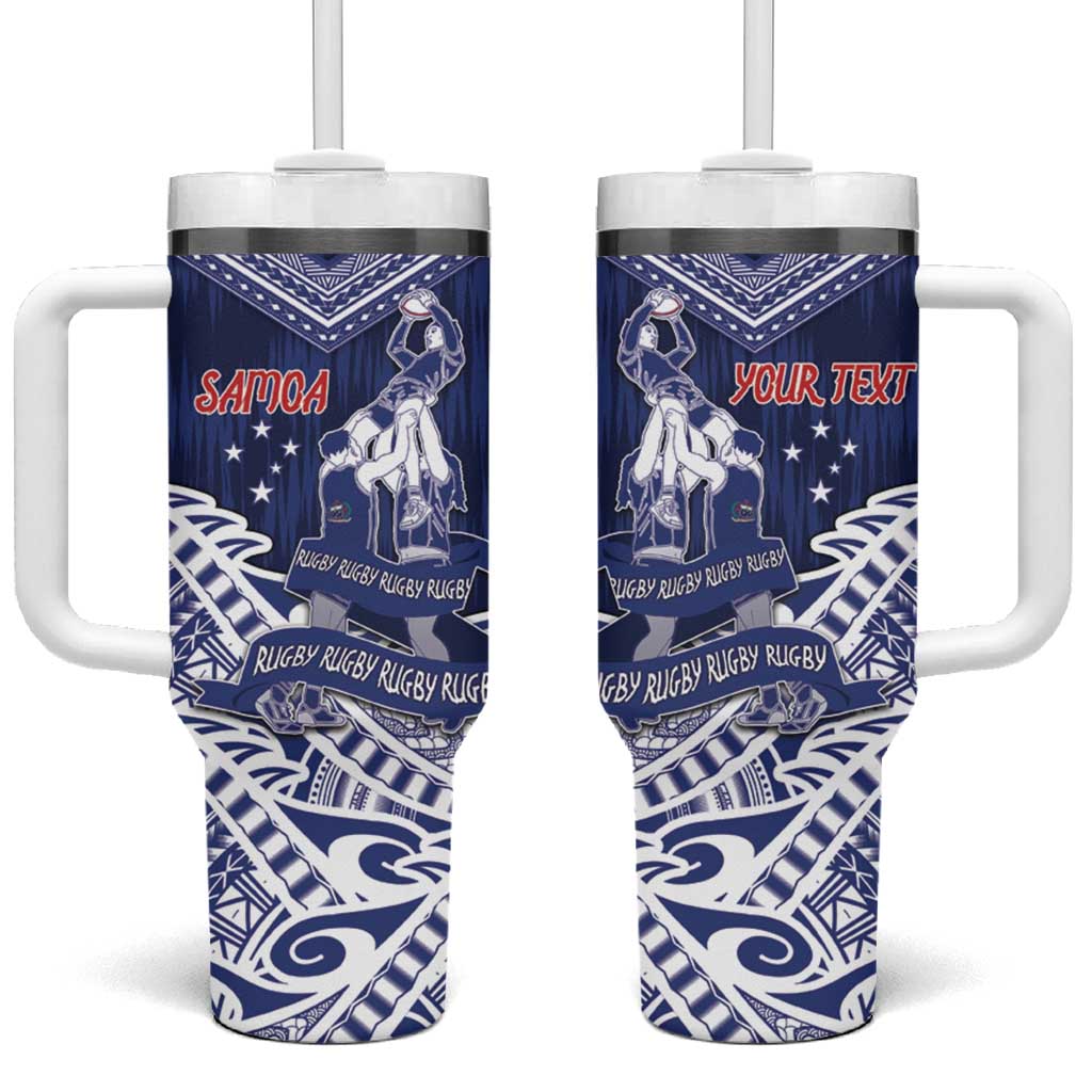Personalised Samoa Rugby Tumbler With Handle Pacific Warrior Glory - Polynesian Pride