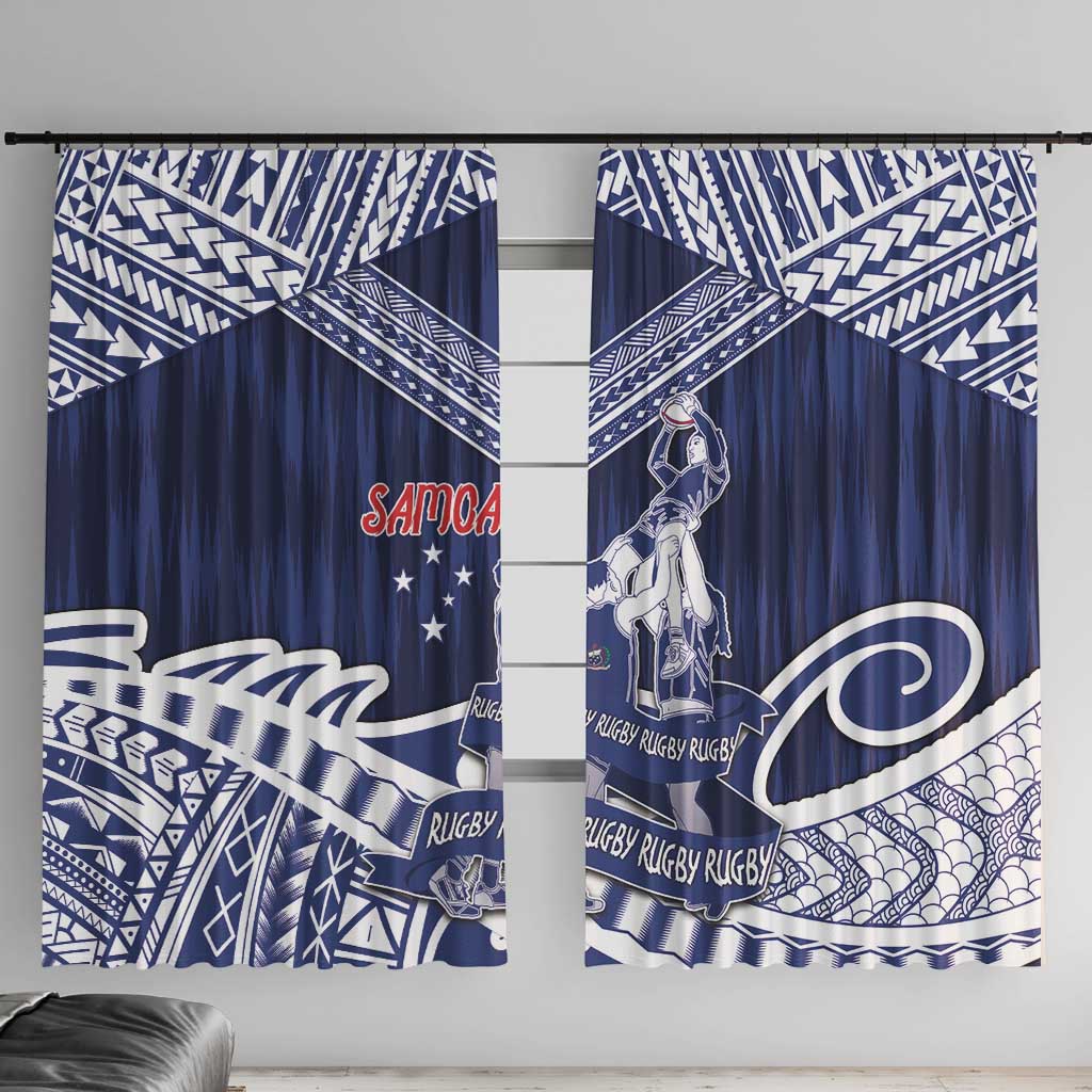 Samoa Rugby Window Curtain Pacific Warrior Glory - Polynesian Pride