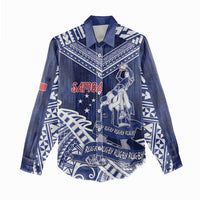 Personalised Samoa Rugby Women Casual Shirt Pacific Warrior Glory - Polynesian Pride