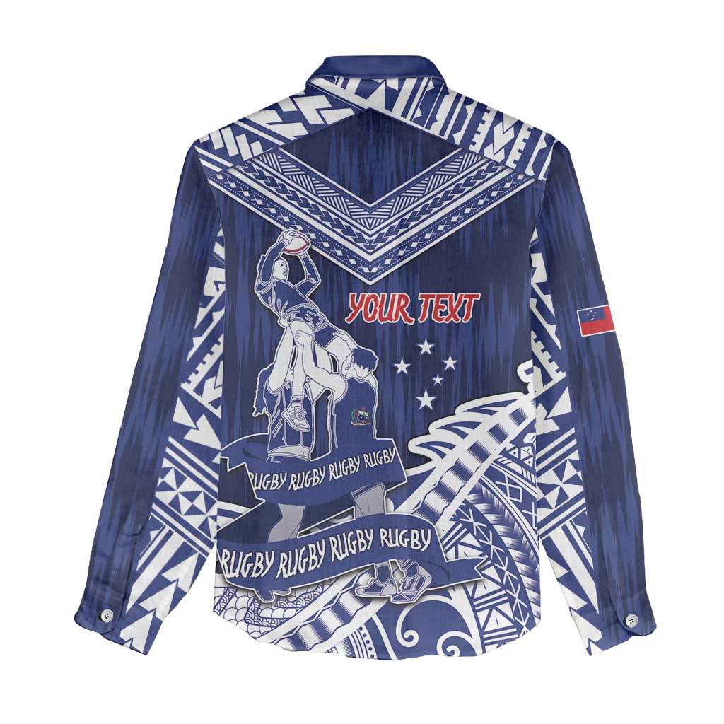 Personalised Samoa Rugby Women Casual Shirt Pacific Warrior Glory - Polynesian Pride