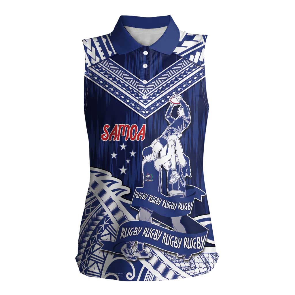 Personalised Samoa Rugby Women Sleeveless Polo Shirt Pacific Warrior Glory - Polynesian Pride