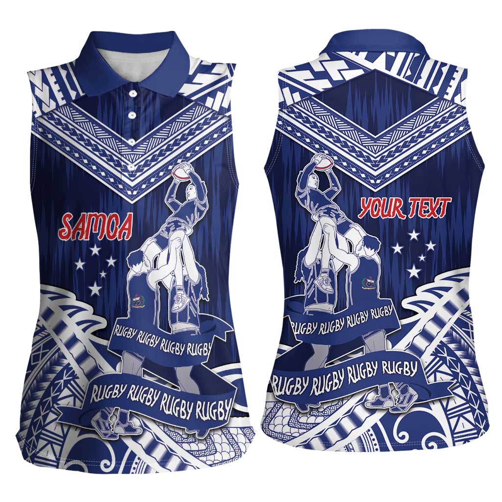 Personalised Samoa Rugby Women Sleeveless Polo Shirt Pacific Warrior Glory - Polynesian Pride
