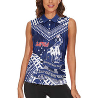 Personalised Samoa Rugby Women Sleeveless Polo Shirt Pacific Warrior Glory - Polynesian Pride