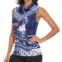 Personalised Samoa Rugby Women Sleeveless Polo Shirt Pacific Warrior Glory - Polynesian Pride