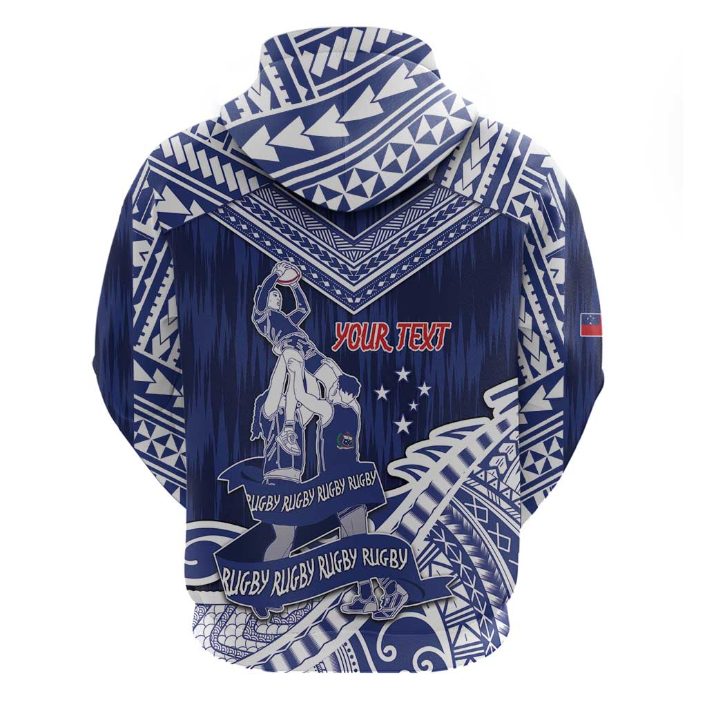 Personalised Samoa Rugby Zip Hoodie Pacific Warrior Glory - Polynesian Pride