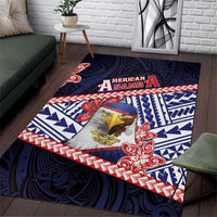American Samoa Area Rug Bald Eagle With Polynesian Pattern - Polynesian Pride