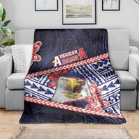 American Samoa Blanket Bald Eagle With Polynesian Pattern - Polynesian Pride
