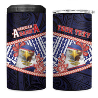 Personalized American Samoa 4 in 1 Can Cooler Tumbler Bald Eagle With Polynesian Pattern - Polynesian Pride