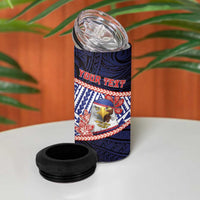 Personalized American Samoa 4 in 1 Can Cooler Tumbler Bald Eagle With Polynesian Pattern - Polynesian Pride