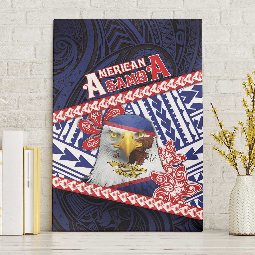 American Samoa Canvas Wall Art Bald Eagle With Polynesian Pattern - Polynesian Pride
