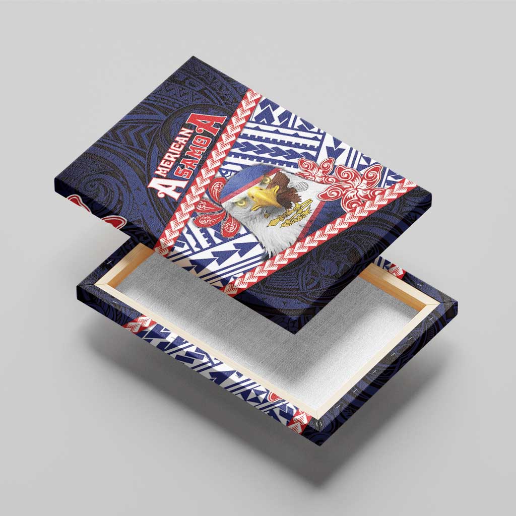 American Samoa Canvas Wall Art Bald Eagle With Polynesian Pattern - Polynesian Pride