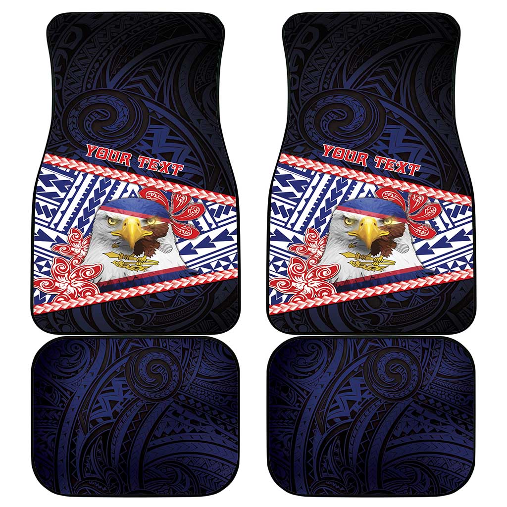American Samoa Car Mats Bald Eagle With Polynesian Pattern - Polynesian Pride
